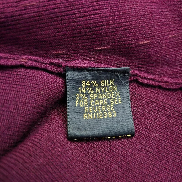 Reba Women's Burgundy Silk Blend Heavy Bead Sequin Choker Neck Knit Halter Top L - Picture 4 of 5